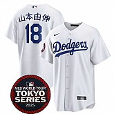 Men's Los Angeles Dodgers #18 Yoshinobu Yamamoto White 2025 World Tour Tokyo Series Home Stitched Jerseys Dzhi,baseball caps,new era cap wholesale,wholesale hats
